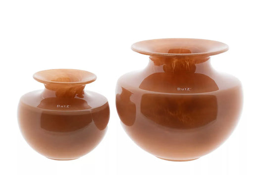 Flowervase glass mouthblown from Lowlands Design, featuring a unique warm amber hue and elegant shape