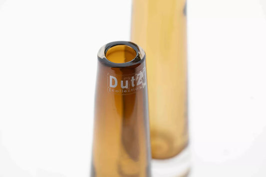 Lowlands Design amber soliflore vase pair of slender amber glass single stem bud vases with narrow necks