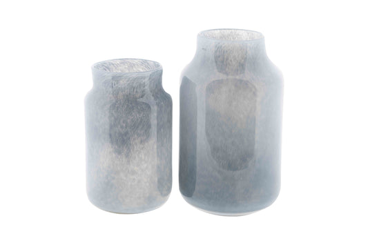 Set of two grey Apothecary Glass Vases with elegant shapes for home decor arrangements