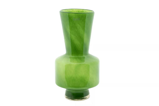 Lowlands Design stylish jungle green decorative vase handmade glass vase with tall fluted neck for home decor