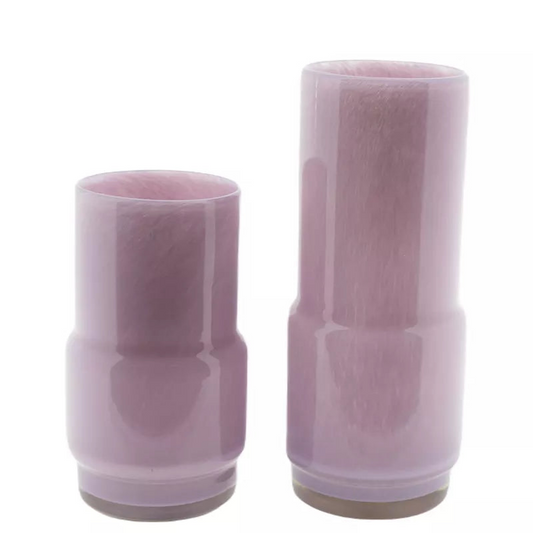 Lowlands Design contemporary lilac vase centrepiece set of two glossy cylindrical design vases in varying heights