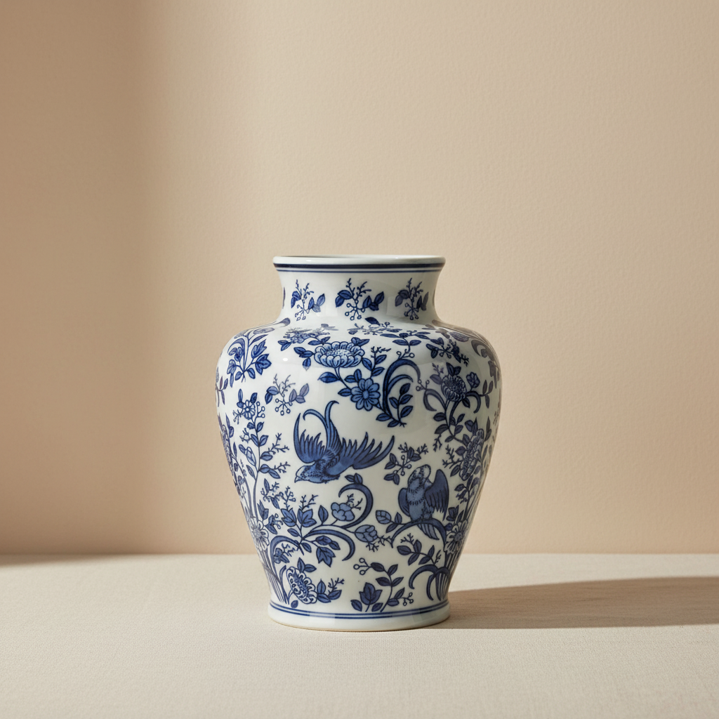 Ginger Jar Pot & Vase Fryske - 28x21x21cm - White Blue Porcelain