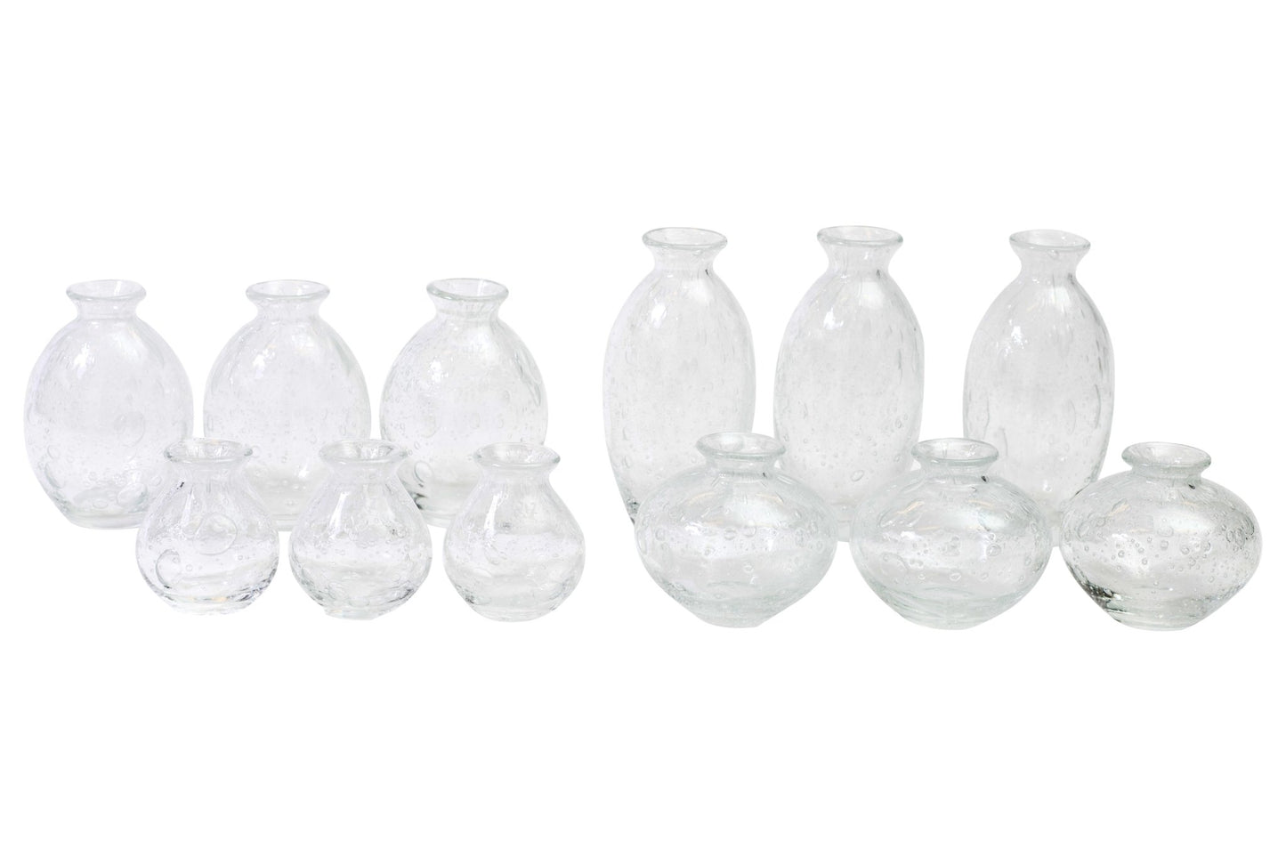 Lowlands Design clear glass vase set with various shapes and sizes for elegant home decor
