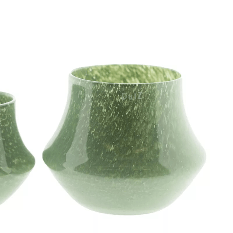 Green Lowlands Design orchid pot with a wide base and textured finish for stylish plant display