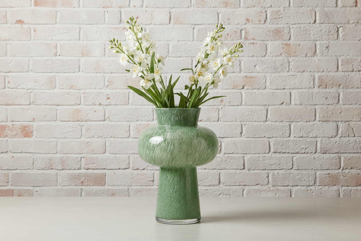 DUKLA Glass Flower Vase - H27 D19 cm - PISTACHE Colour