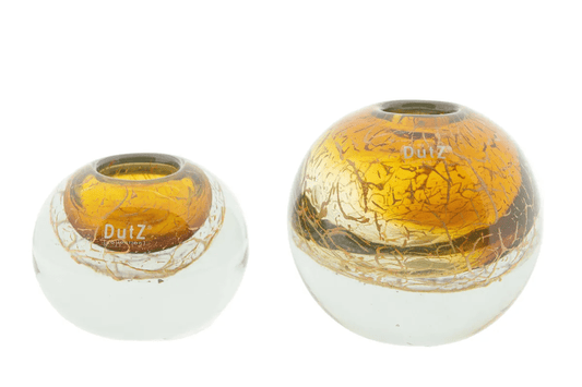 Lowlands Design ball vase set with clear glass and gold cracked detailing, perfect for modern decor