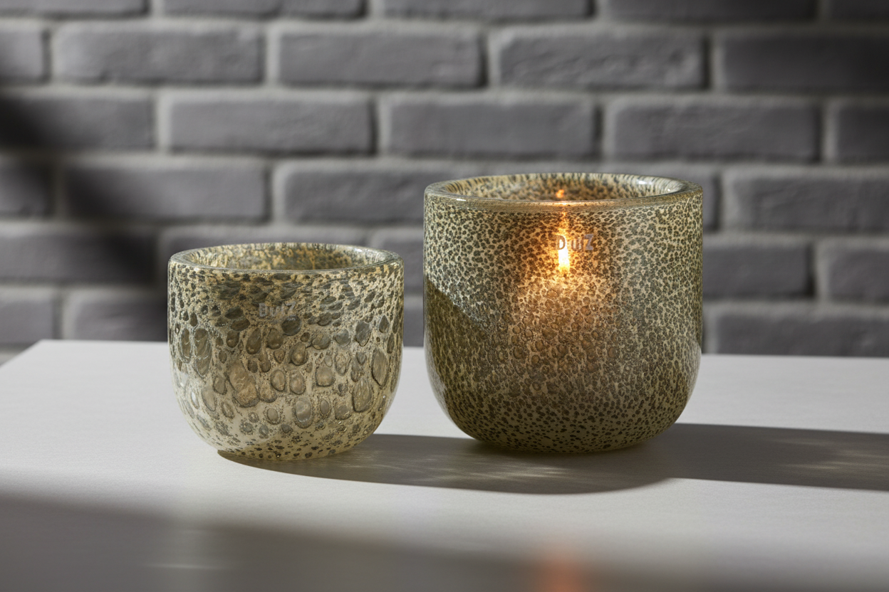 Decorative Bowl THICK Glass - BEIGE BUBBLES by DutZ