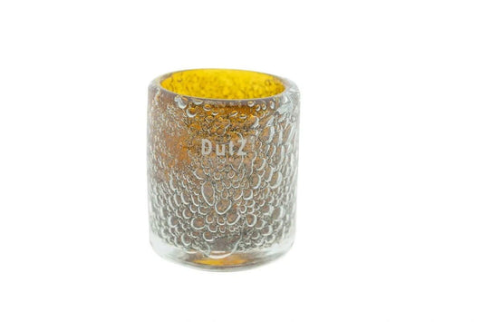 Lowlands Design textured glass candleholder with yellow interior for decorative lighting