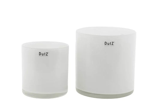 Lowlands Design white decorative cylinder set with two sizes and DutZ logo