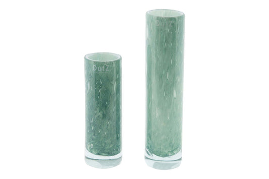 Lowlands Design green glass cylinder vase set with two different heights for modern decor