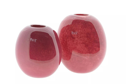 Lowlands Design red glossy decor vase set with oval shapes for modern home decoration