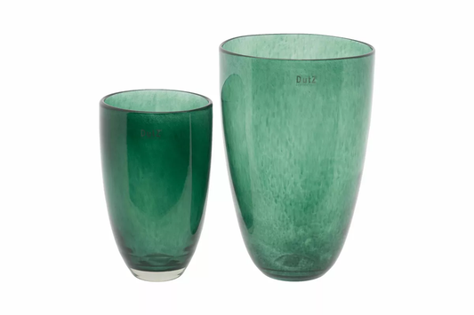 Lowlands Design green glass flowervase set with two elegant translucent vases in different sizes