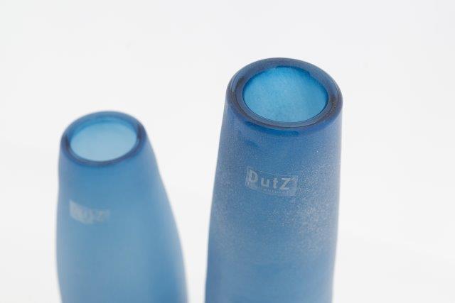 Lowlands Design frosted glass flower vase in blue, perfect for showcasing fresh blooms