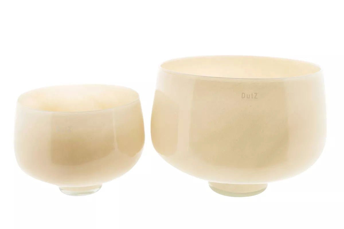 Lowlands Design beige glass bowl set with smooth rounded shapes and elegant minimalist style