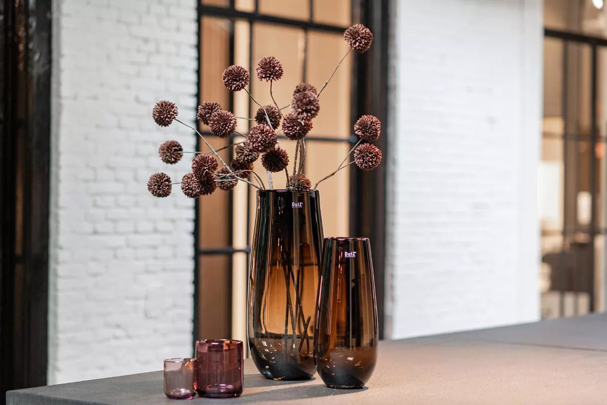 Lowlands Design glass brown flower vase modern, decorative design ideal for any home decor