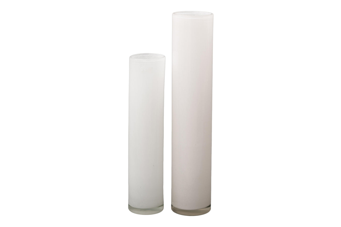 Set of two frosted glass cylinder vases for elegant floral arrangements and home decor