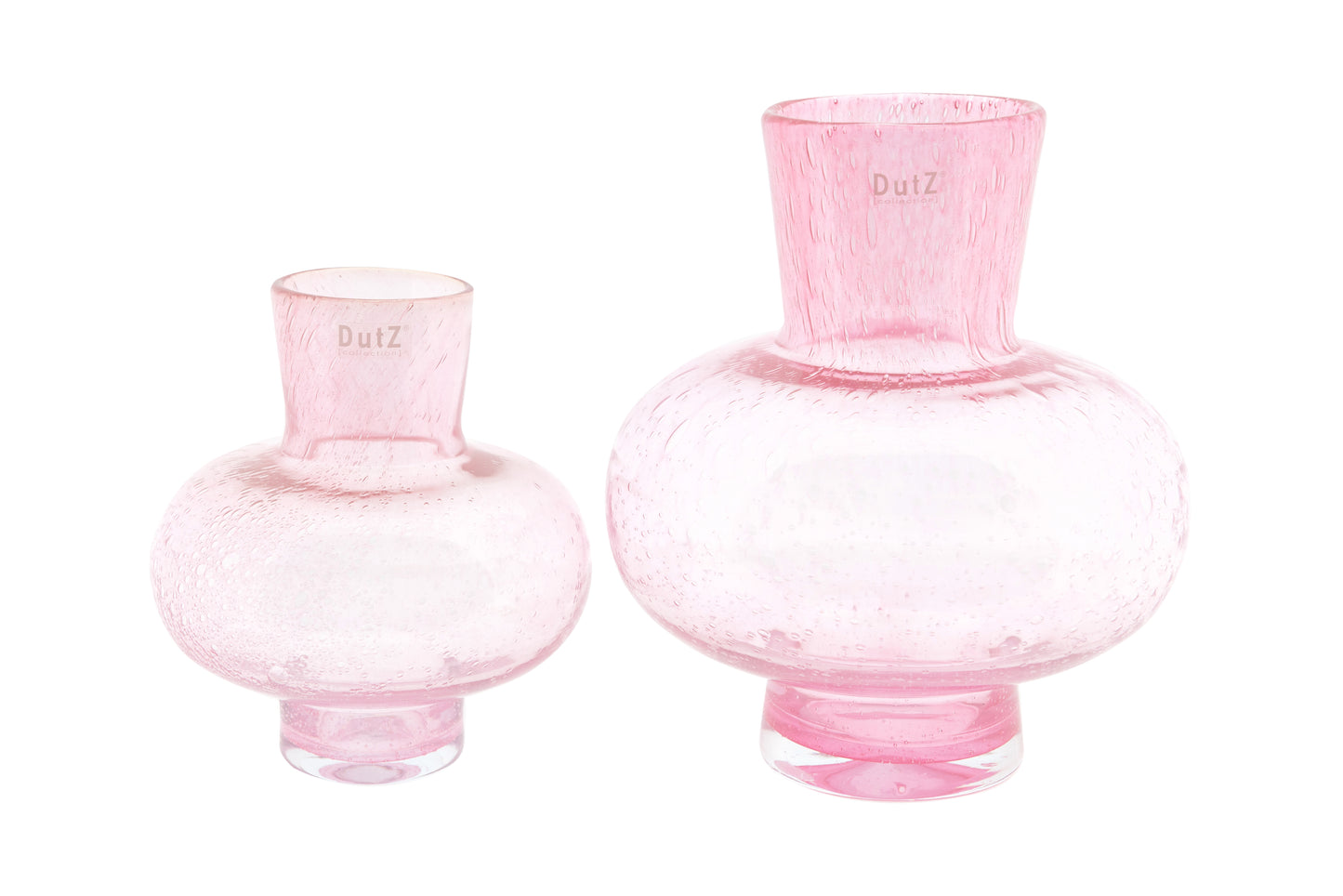 Lowlands Design Glass Posy Vase in pink with a unique textured finish, perfect for decorative florals