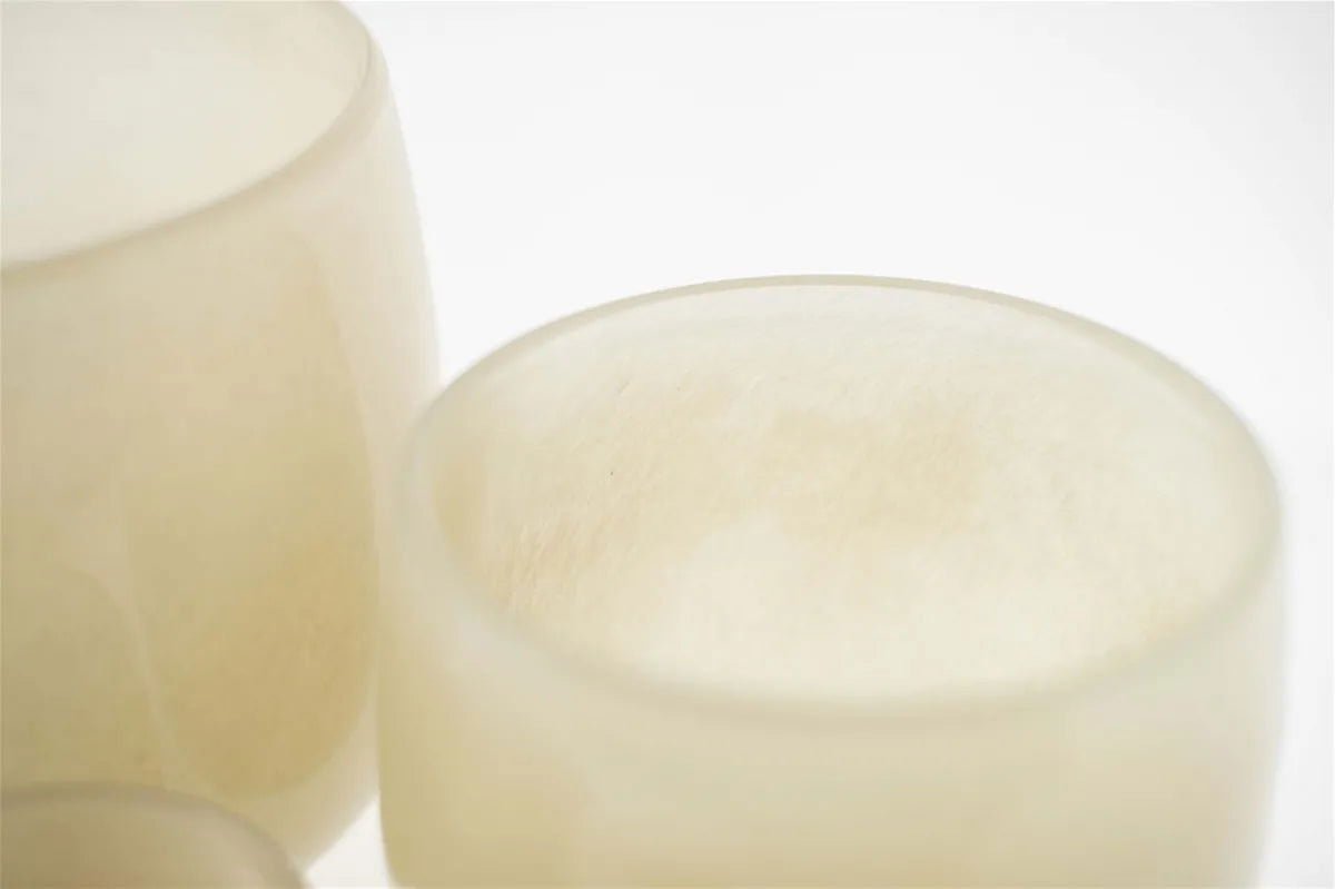 Lowlands Design glass pot with frosted translucent finish, showcasing smooth rounded edges