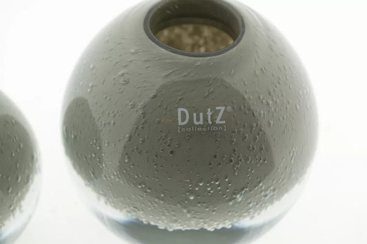 DutZ grey glass vase ball, 12cm, featuring a textured surface for added elegance