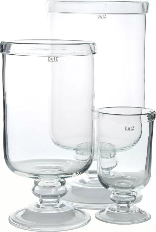 Lowlands Design clear glass hurricane vase candle holders in three varying sizes