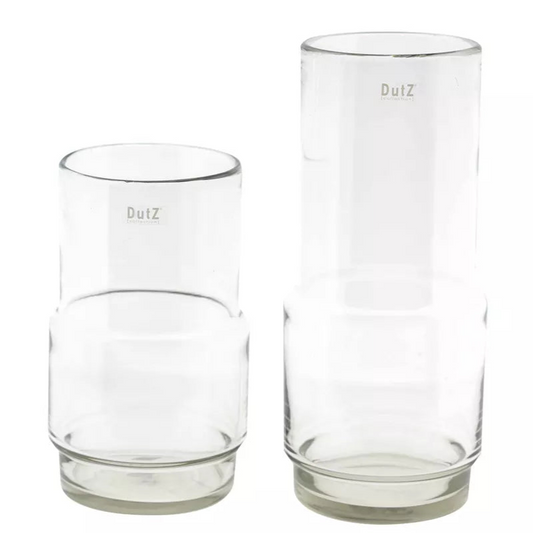 Lowlands Design pair of design vases luxury home decor clear glass vase set featuring tall and short cylindrical glass