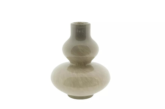 Lowlands Design glossy glass double gourd modern taupe vase for living room minimalist decorative piece