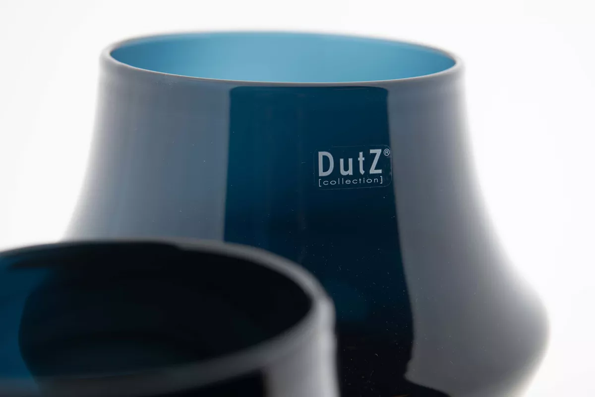 Lowlands Design orchid pot with a glossy dark blue exterior and light blue interior perfect for orchids