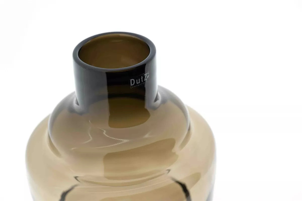 Lowlands Design premium handblown vase UK amber glass round bulbous body with short neck and glossy finish