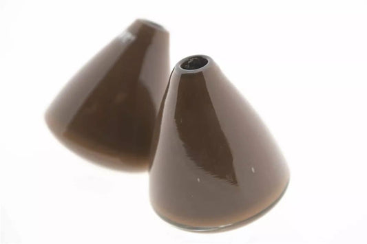 Set of two brown Lowlands Design tumbling vases with glossy finish and unique conical shape