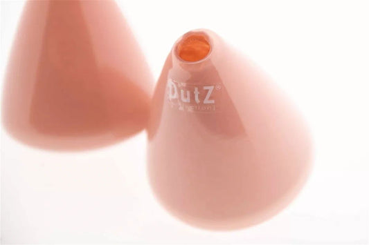 Pink Lowlands Design tumbling vase with smooth glossy finish and unique tilted shape