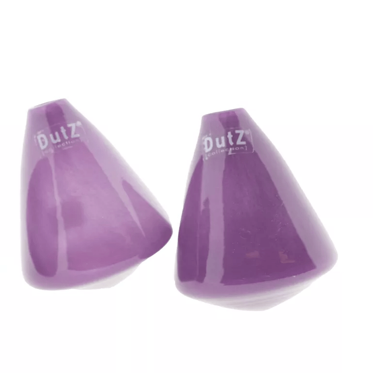 Lowlands Design purple tumbling vase set with unique tilted shapes for modern decor
