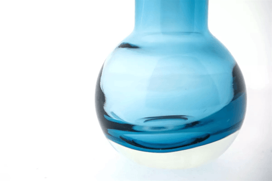 Lowlands Design blue glass vase with rounded shape and smooth finish