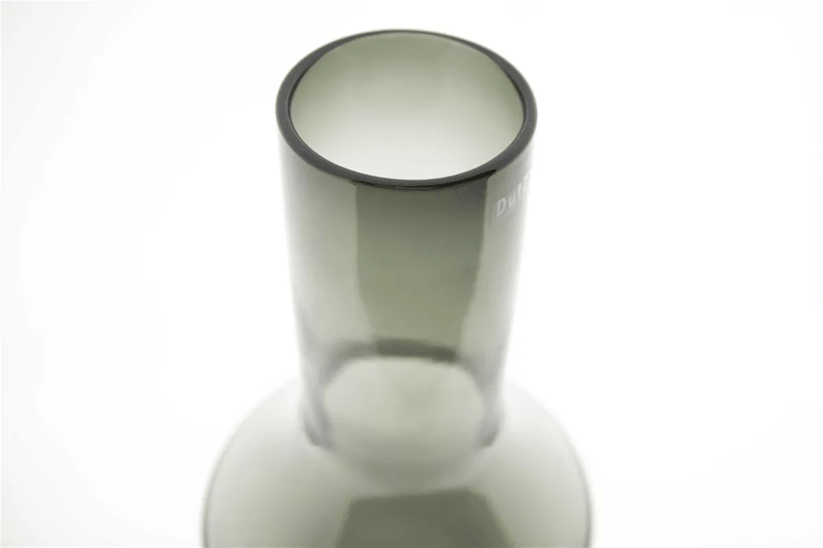 Lowlands Design modern vase glass with sleek gray tinted cylindrical neck and rounded base