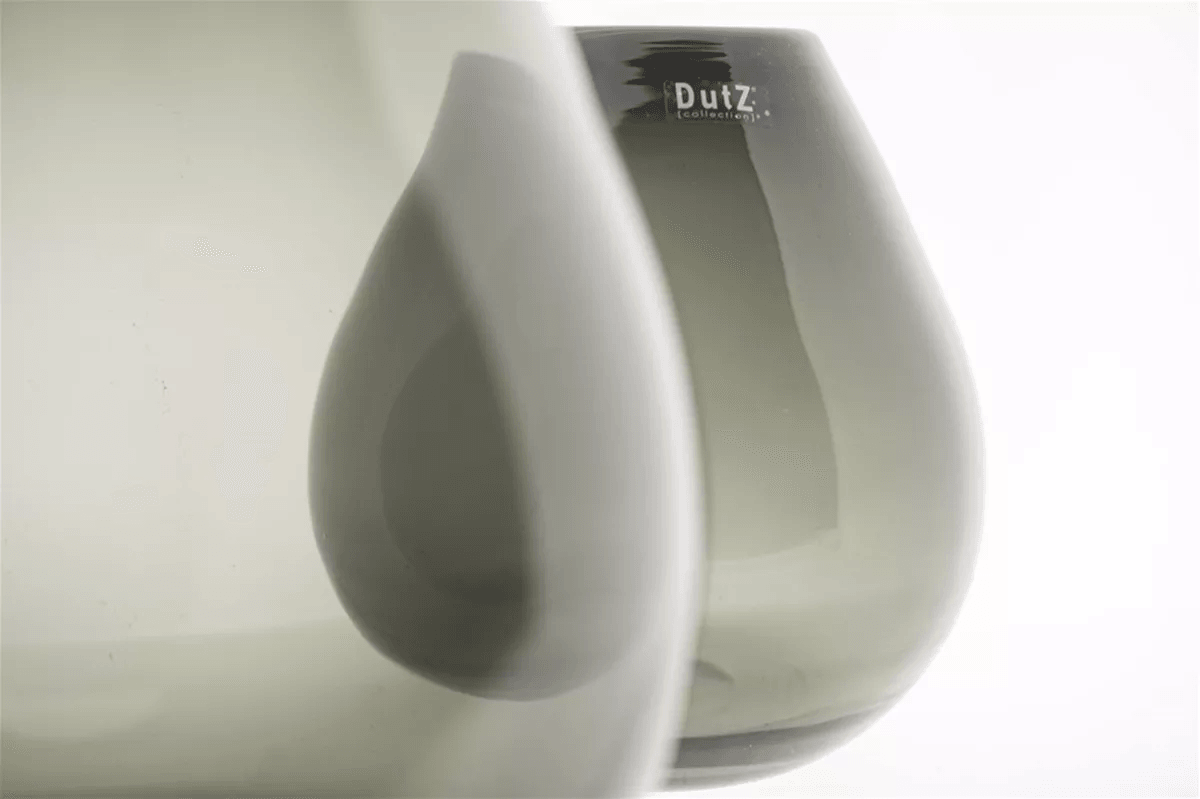 Gray translucent design vase by Lowlands Design with smooth curved shape and glossy finish