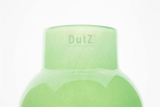 Green glass vase by Lowlands Design with smooth rounded shape and frosted finish