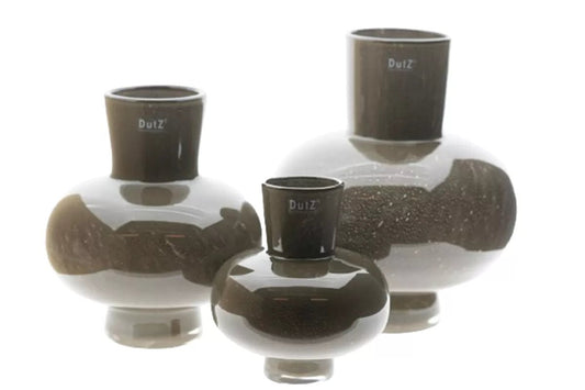 Set of three Lowlands Design brown ceramic vases with glossy finish and modern shapes