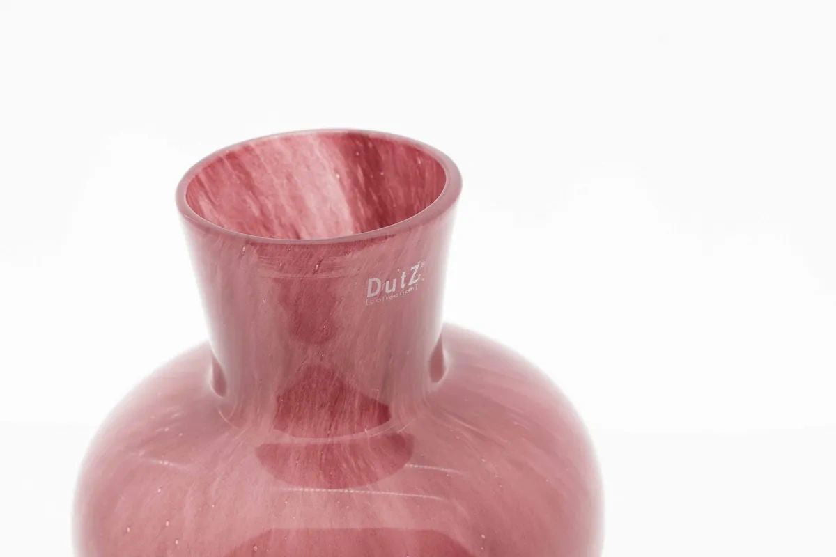 Lowlands Design red glass vase with rounded body and narrow neck detail