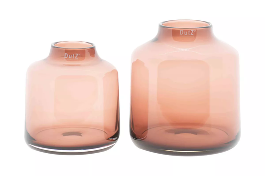 Set of two Lowlands Design glass vases in amber color with smooth rounded shapes