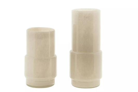 Set of two beige design vases by Lowlands Design with a smooth matte finish