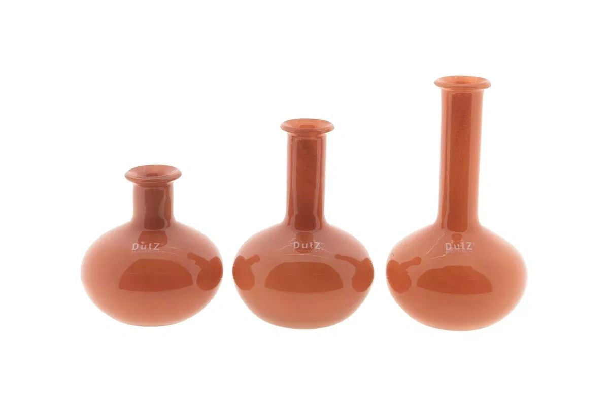 Lowlands Design terracotta coloured vase set with three varying height round-bottom vases