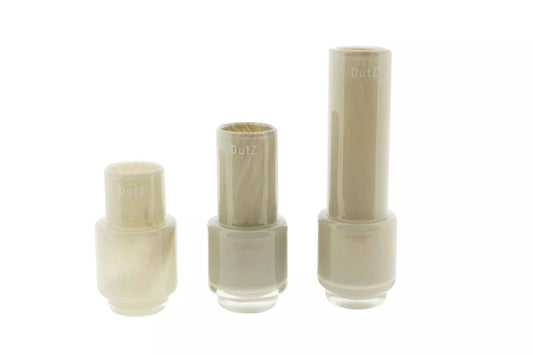 Set of three beige ceramic vases by Lowlands Design in varying heights with modern minimalist style