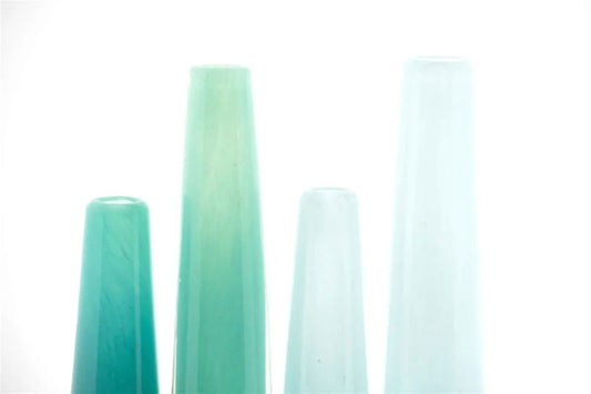 Lowlands Design Solifleur set of four glass budvase in gradient blue and green shades for single flower display