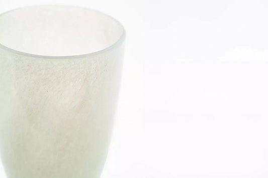 Lowlands Design white frosted glass flowervase with a smooth cylindrical shape
