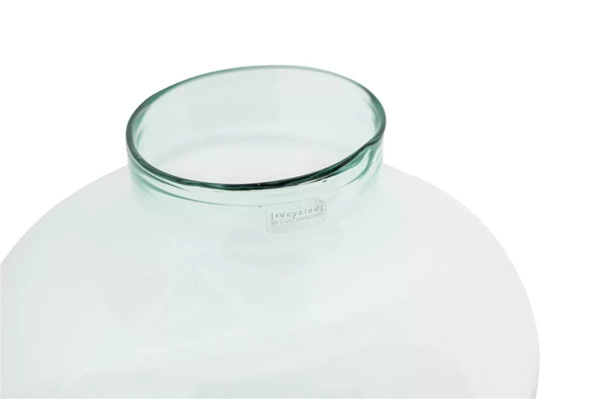 Lowlands Design recycled glass vase with wide round body and clear light green tinted glass