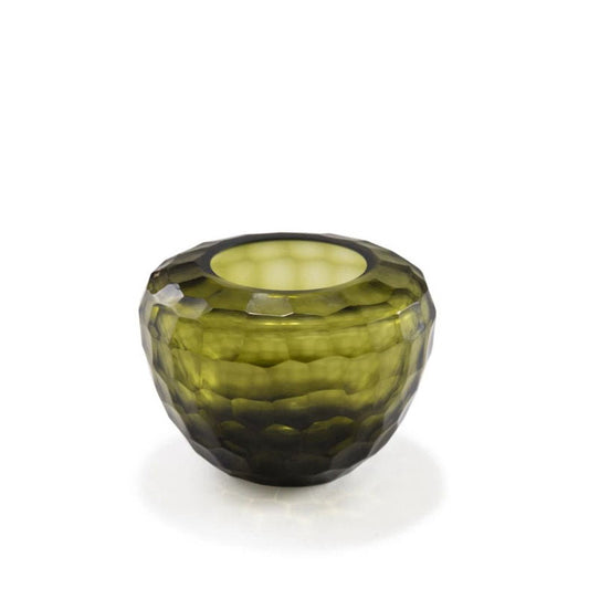 Lowlands Design green textured glass candleholder with rounded shape for decorative use