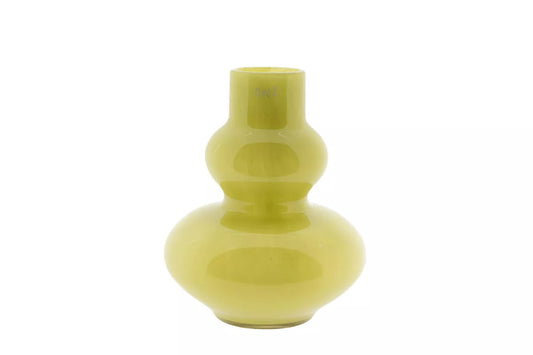 Lowlands Design modern chartreuse vase for living room glossy glass double bulb decorative accent for shelves