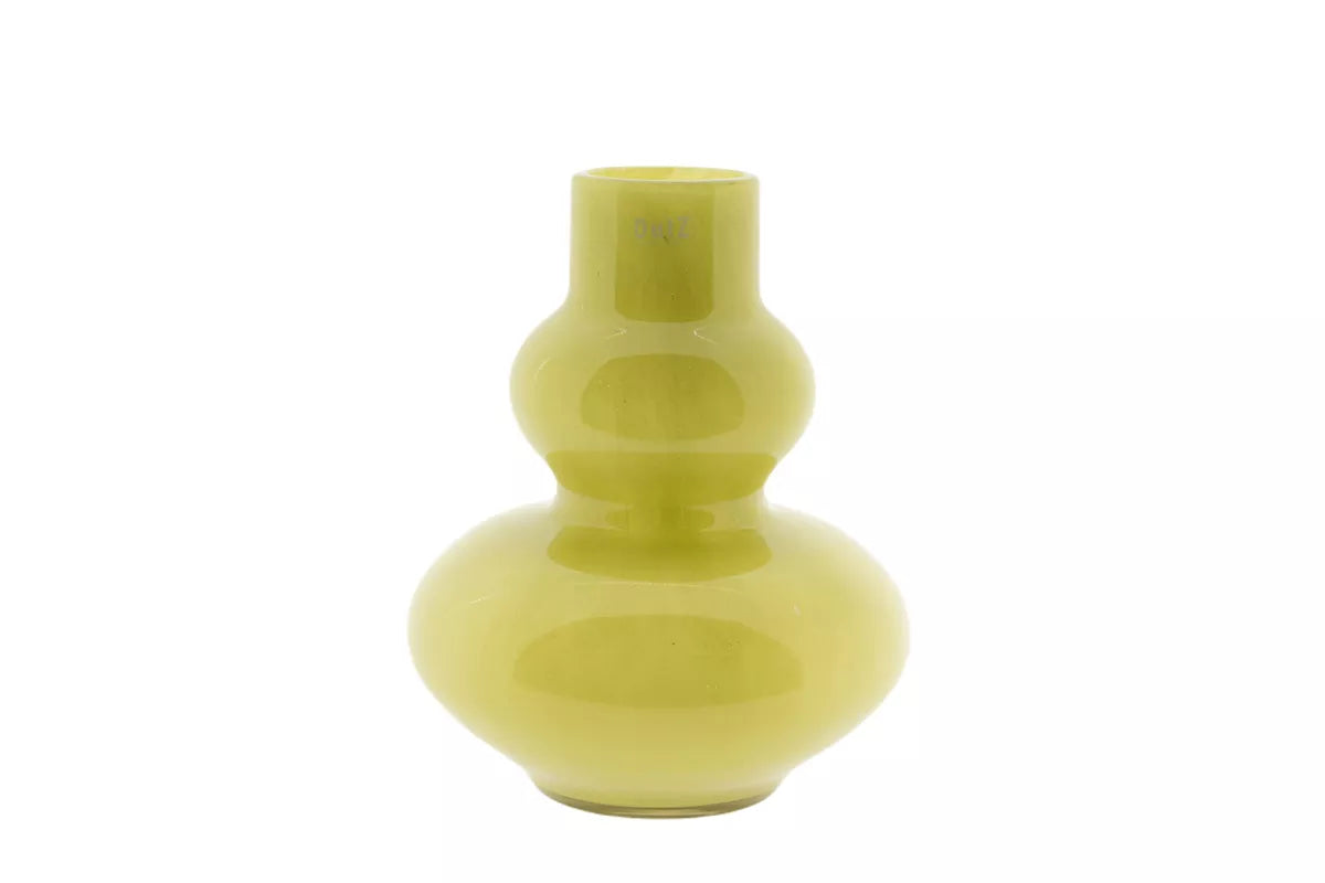 Lowlands Design modern chartreuse vase for living room glossy glass double bulb decorative accent for shelves