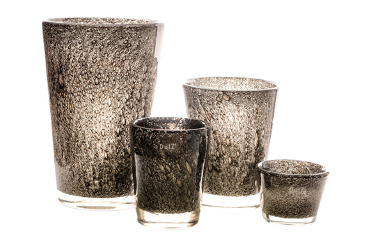 Lowlands Design conic vase collection with textured glass finish in various sizes