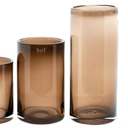Glass CYLINDER Candleholder vase - TOPAZ