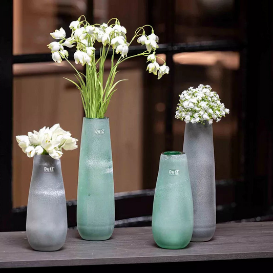 ANTIC Frosted Glass Flower Vase - Mouthblown Glass by DutZ